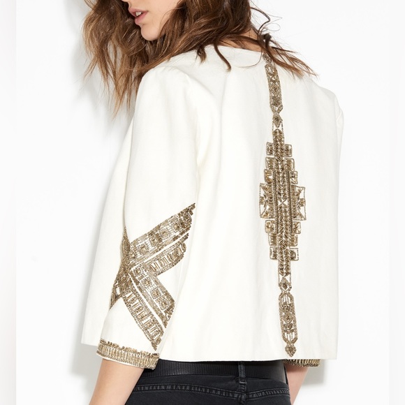 BA&SH [RARE] Luna Metal-Embellished Ivory Jacket - Size 3 (10) - Picture 4 of 15